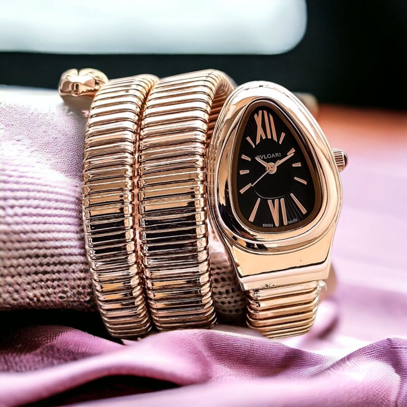 Bvlgari Serpenti Snake Rose Gold Black Dial