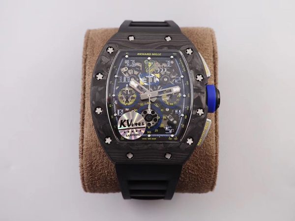 Richard Mille Super Clone RM 011 Black Strap Black Dial Folding Clasp
