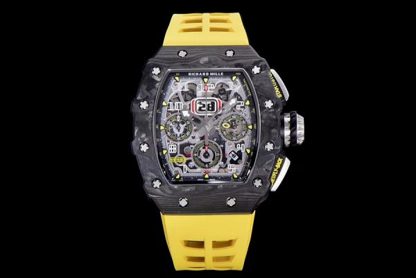 Richard Mille Super Clone RM 011 Yellow Strap Yellow Nail Dial