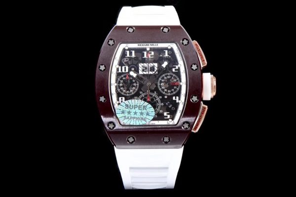 Richard Mille Super Clone RM 011 White Rubber Strap Open-Face Digital Dial