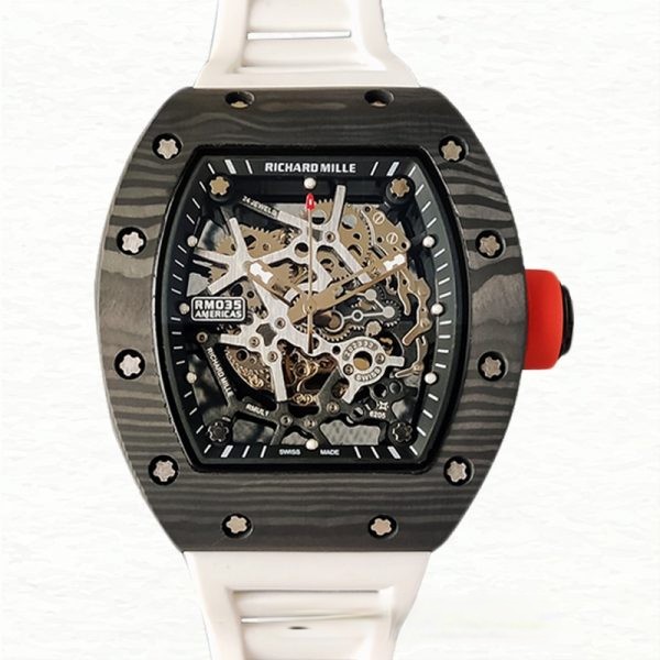 Richard Mille RM35 Mechanical Men Watch Skeleton Dial Rubber Band Super Clone