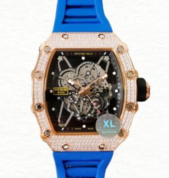 Richard Mille Super Clone RM35-02 Men Mechanical Watch Diamond Bezel Rubber Band