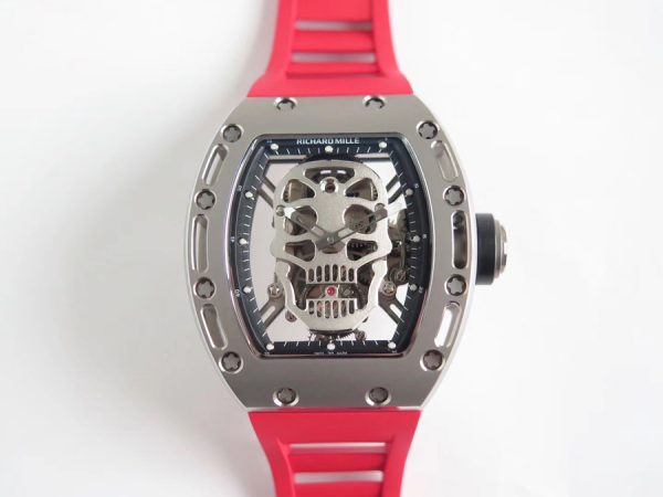 Richard Mille Super Clone RM 052 Red Rubber Strap Titanium Bezel