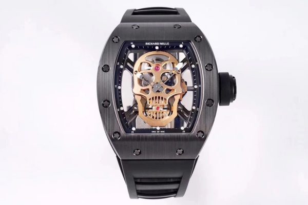 Richard Mille Super Clone RM 052 Black Rubber Strap Black Ceramic Material Case